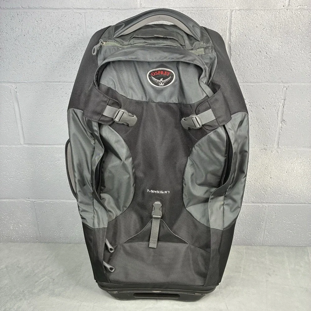 Osprey Meridian Wheeled Convertible Luggage Backpack Gray Carry On Travel Bag